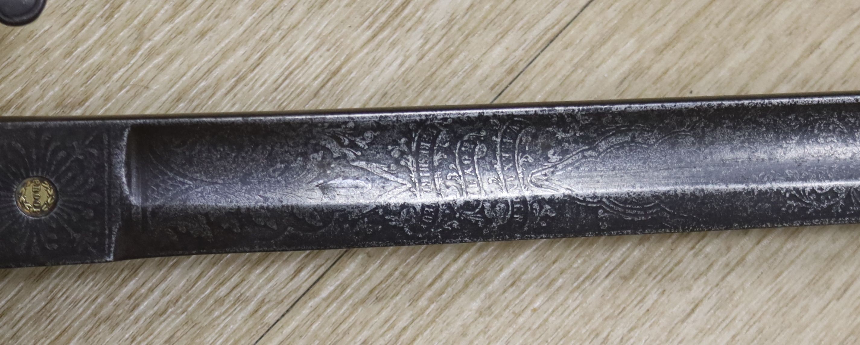 A light Cavalry officer's sword, blade etched 